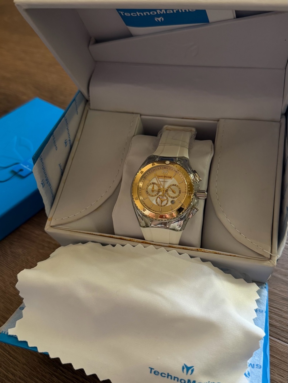 TechnoMarine White & Gold Chronograph Watch New Never Worn Box